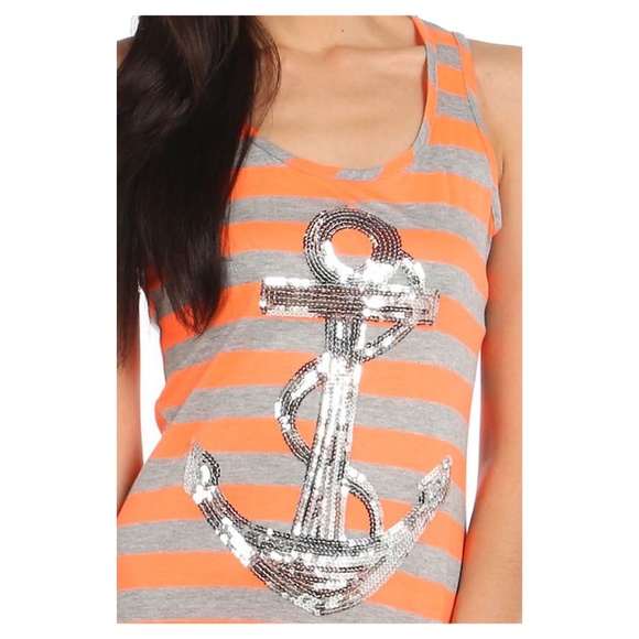 Women’s Striped  Nautical Sequin Anchor Maxi Dress - Picture 2 of 8